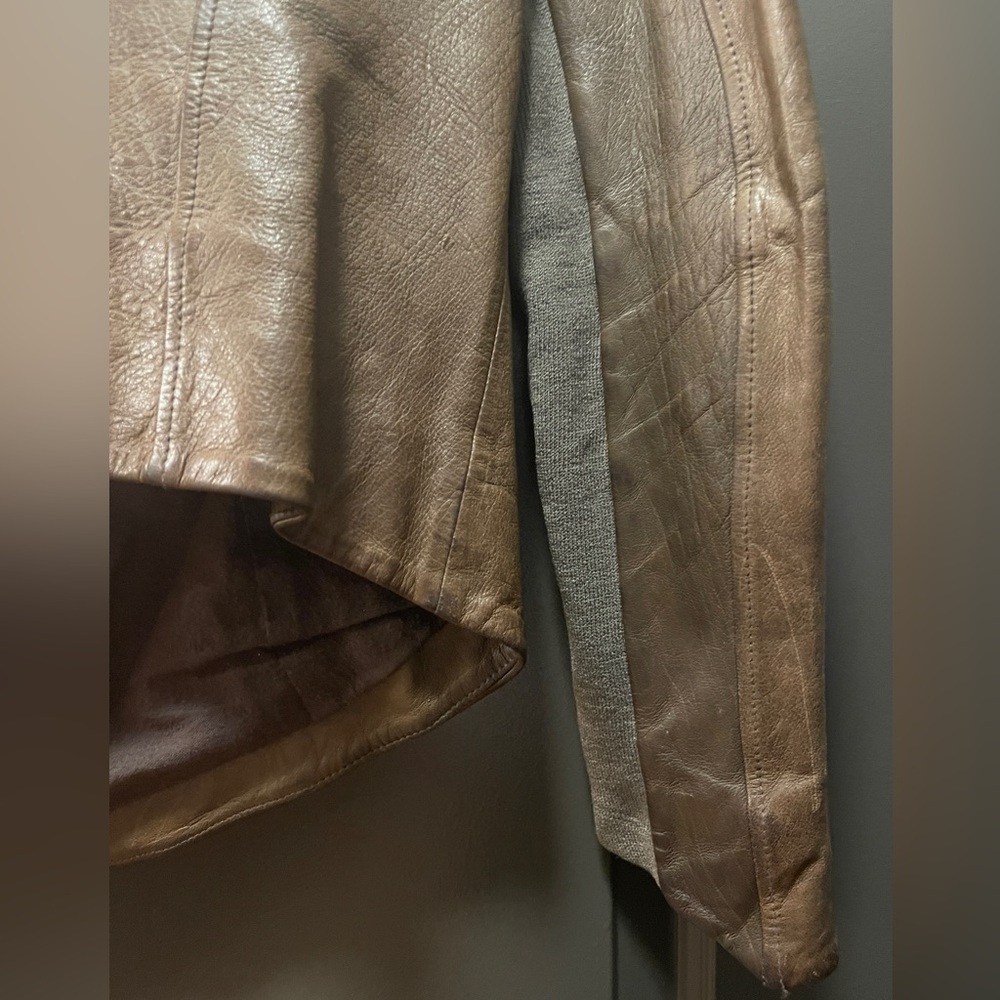 Helmut Lang Brown Distresses Leather Jacket - Picture 1 of 5